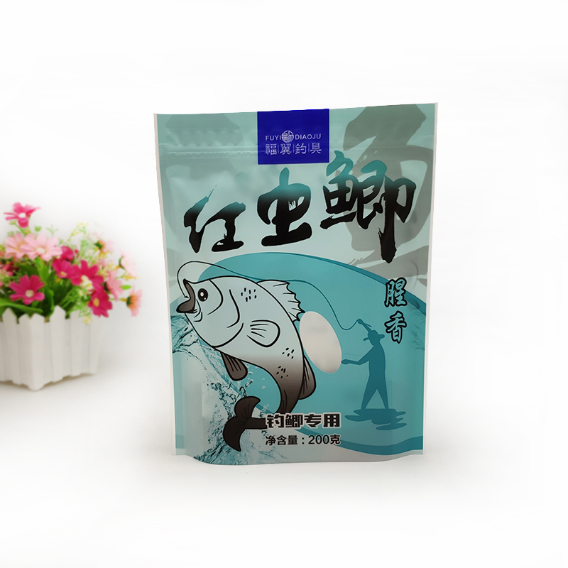 魚餌(er)包裝袋餌料窩料(liao)防潮三邊封拉鏈(lian)袋鋁箔袋彩印複(fu)合自立袋